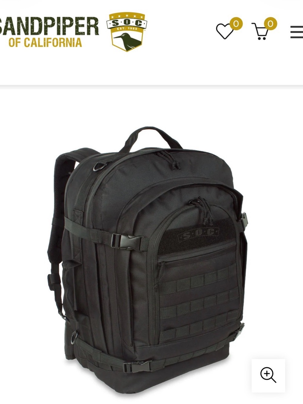 Black Tactical Backpack with MOLLE Panel